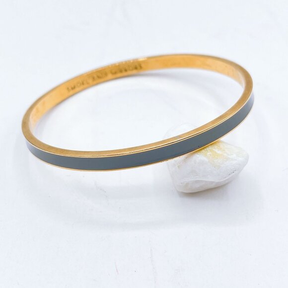 Kate Spade Smoke & Mirrors Gray & Gold Tone Slim Bangle Bracelet - Picture 2 of 6